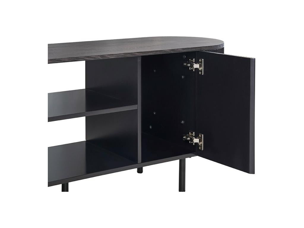 Maisonpuretop TV stand – 2 shelves and 2 doors – Dimensions W140 x H57.5 x D40 cm – Dark brown – Design style 76680UUAS