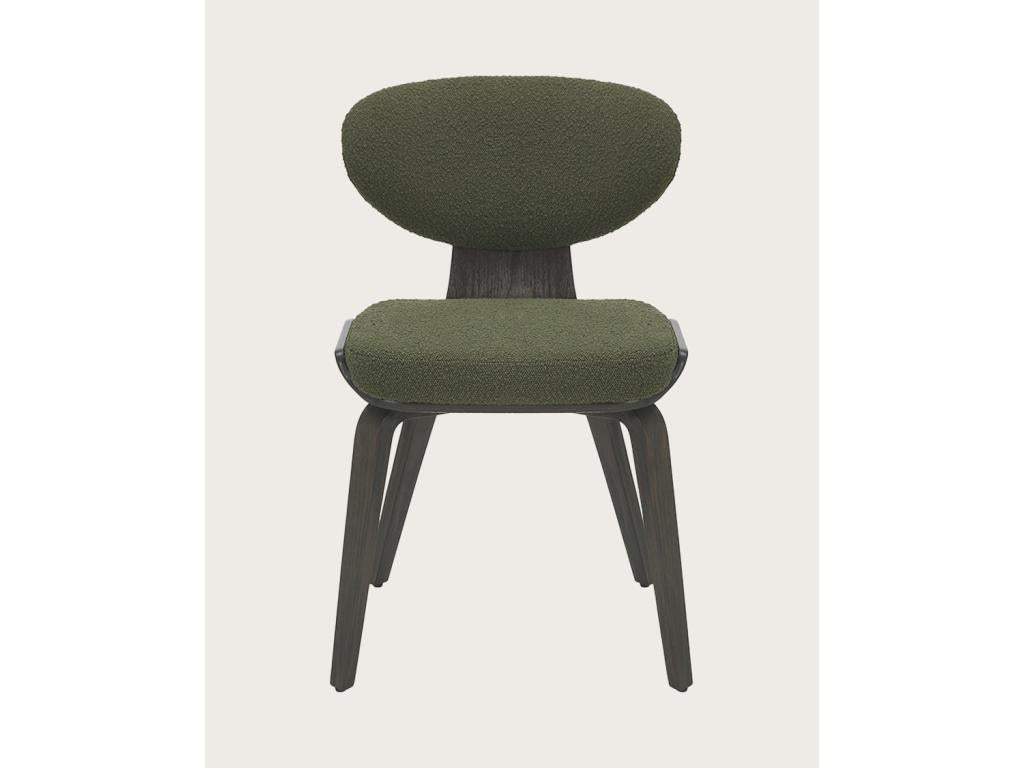 Artvivrestore - Green fabric chair with wooden legs 73253OLVL