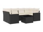 7-piece garden furniture set with cushions, black woven resin 42902SGSO