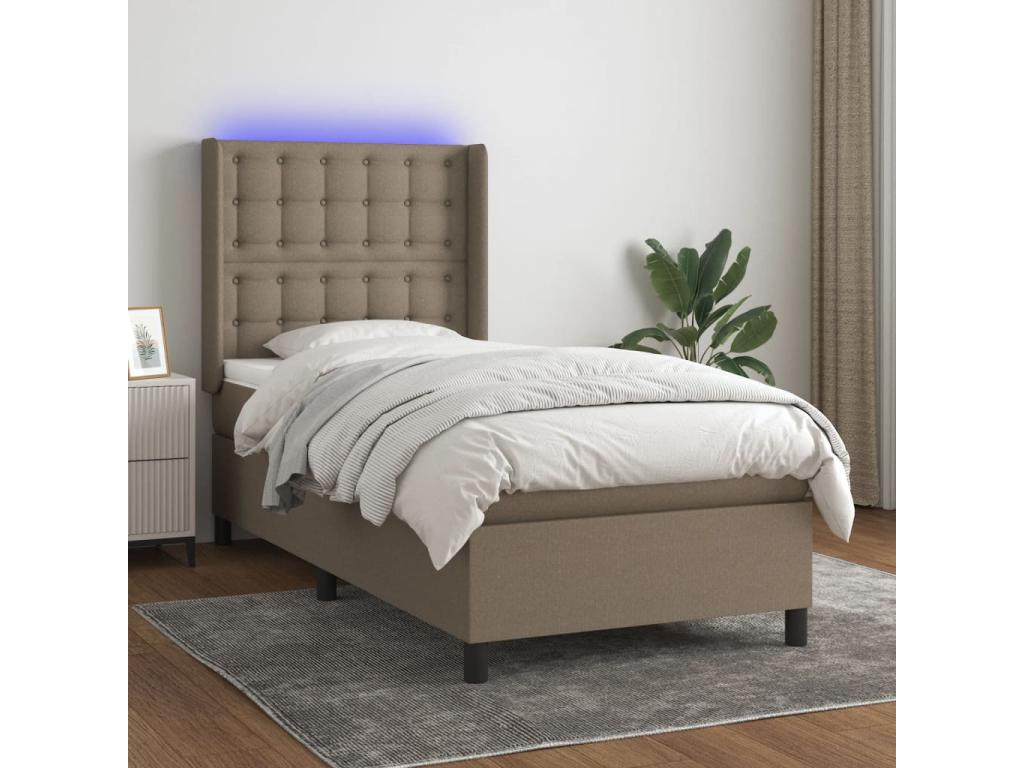 Artvivrestore bed base, mattress and LED lighting, 80x200 cm, fabric, 76003QPSB
