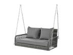 Hanging chair in woven resin - Garden swing - 2-seater - with cushions - Grey 20010QZSJ