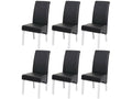 M37 Dining Chair Set of 6 Black Leather White Legs 97023SXJO