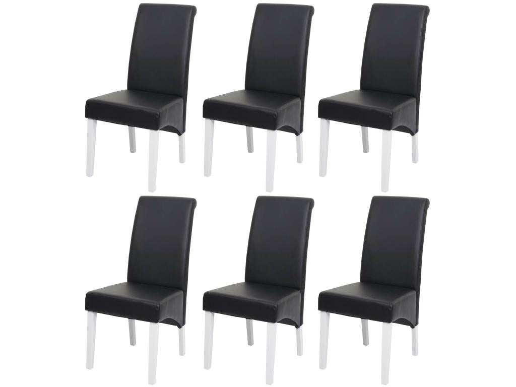 M37 Dining Chair Set of 6 Black Leather White Legs 97023SXJO