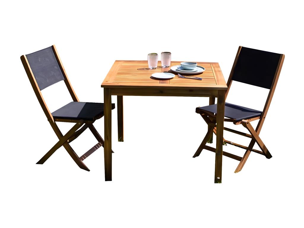 2-seater garden furniture set in solid Maisonpuretop and textilene, 12059GSRI