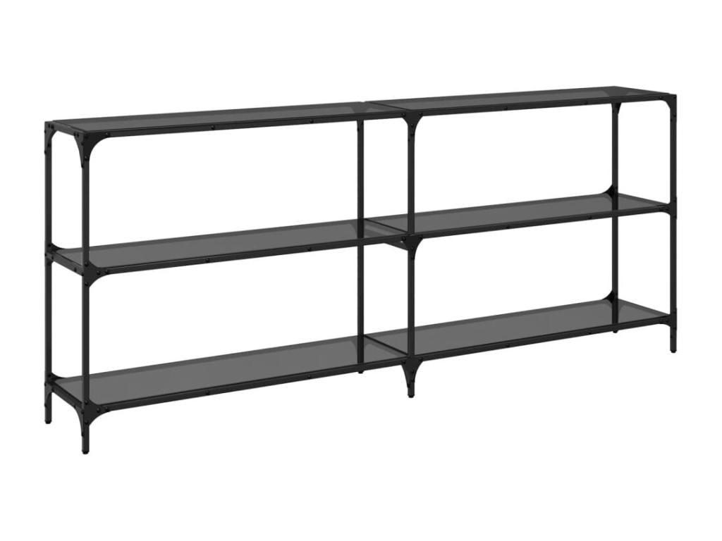 Console table with black glass top, 194.5x30x81 cm, steel, 60406BCYO