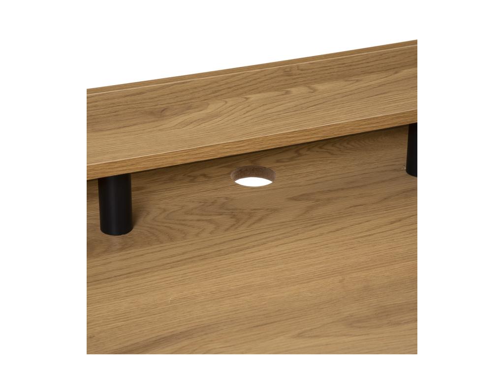 Desk with 1 drawer in oak-effect wood and black metal, 110 cm wide, 85915NGQP