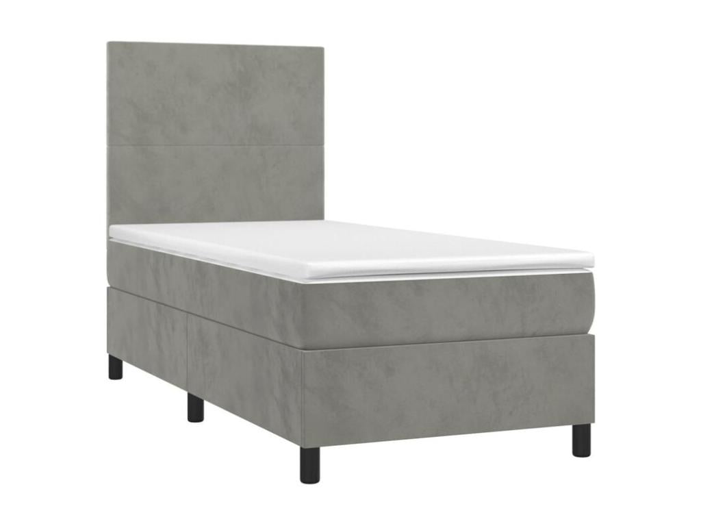 Maisonpuretop bed base and mattress, light grey, 80x200 cm, velvet, 85146RNQL