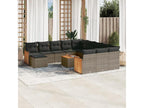 13-piece garden furniture set with cushions, grey woven resin, 17285CZCN