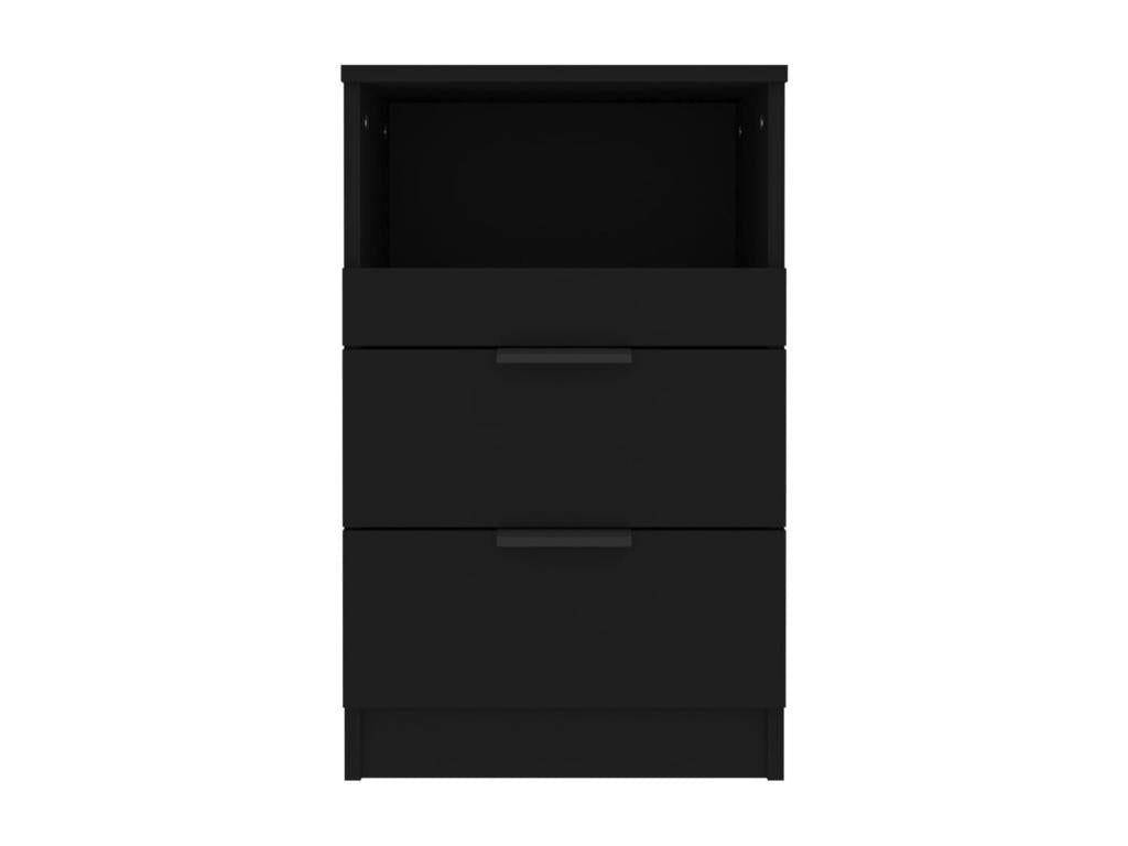 2-Piece Bedside Tables, Black Engineered Wood 06294YFTQ