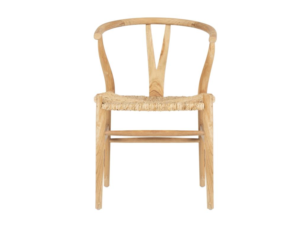 Set of 6 teak and straw chairs - Natural - Artvivrestore 01648QQHT