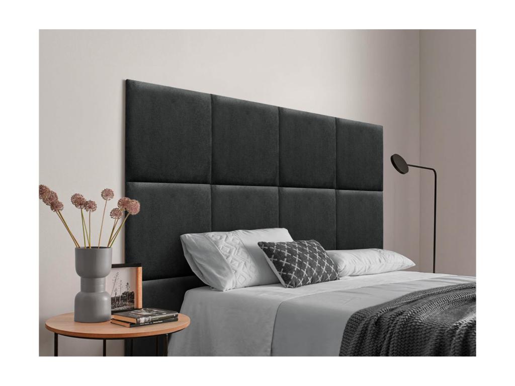 Artvivrestore Upholstered Headboard in Artvivrestore Fabric, Composed of Interchangeable Self-Adhesive Bed Panels for Luxury Bedroom, Black, 190 cm, 99826XPIS