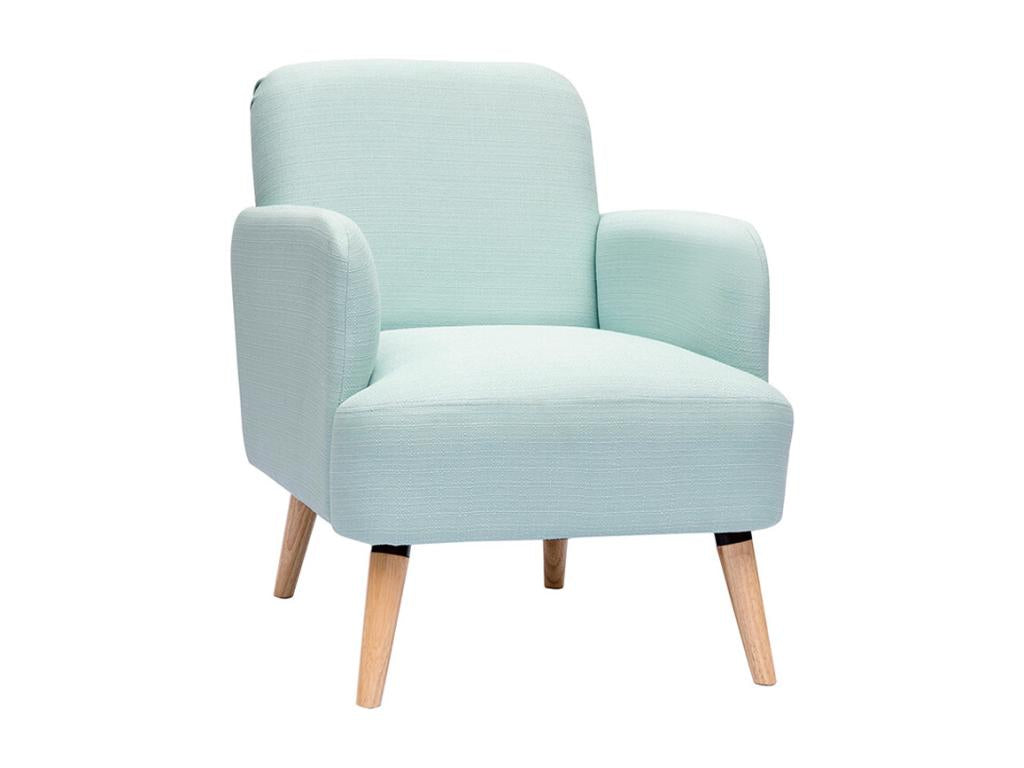 Scandinavian armchair in mint green fabric and light wood, Artvivrestore 51188PNEM