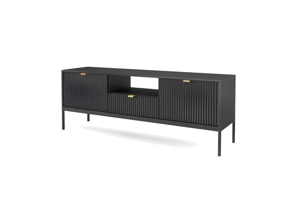 Black TV Stand 154x56x39cm Maisonpuretop Hi-Fi Cabinet, TV Stand, Freestanding 09900URVQ