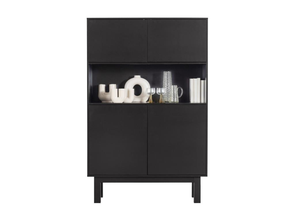 Artvivrestore - Tall sideboard in solid pine wood, 110cm wide - Black 28267BIWX