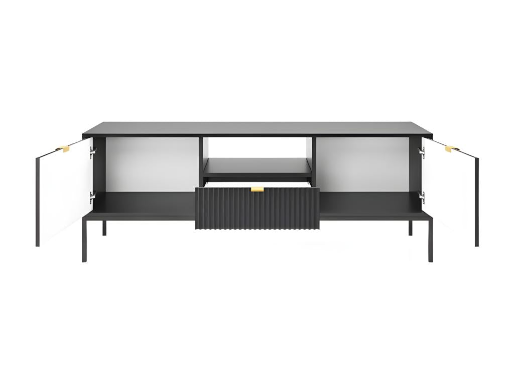 Black TV Stand 154x56x39cm Maisonpuretop Hi-Fi Cabinet, TV Stand, Freestanding 09900URVQ