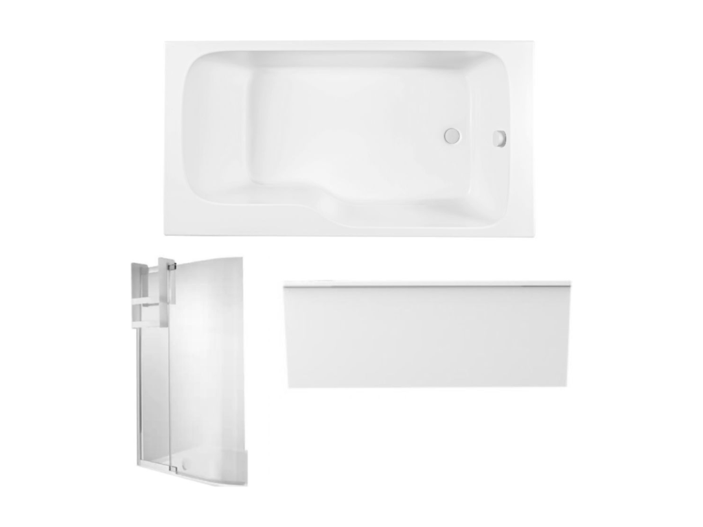 Bathtub/shower pack 160x85 Artvivrestore right-hand version alcove apron with bath screen and shelf for bath screen 63684LVHO