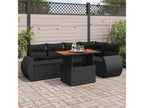 6-piece garden furniture set with cushions, black wicker resin 74118JEGW