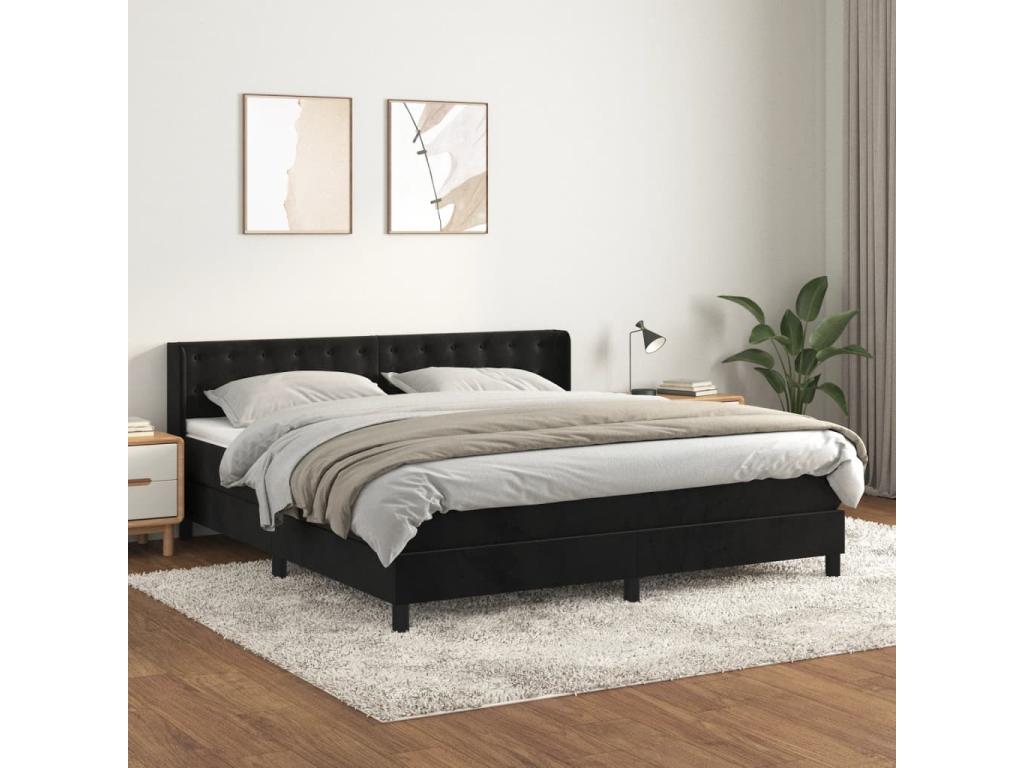 Maisonpuretop bed base and mattress, black, 160x200 cm, velvet, 20949QYTF