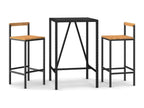 3-piece black poly rattan/solid wood garden bar set Maisonpuretop 06372DUIU