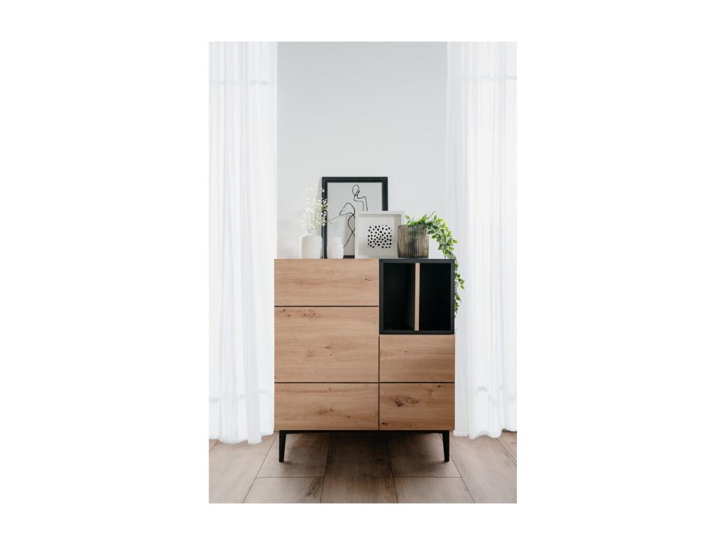 High Buffet with 2 Doors and 2 Shelves, 80 cm Wide - Maisonpuretop 31094VUAC