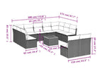 12-piece garden furniture set with cushions, beige woven resin, 14838XOBB