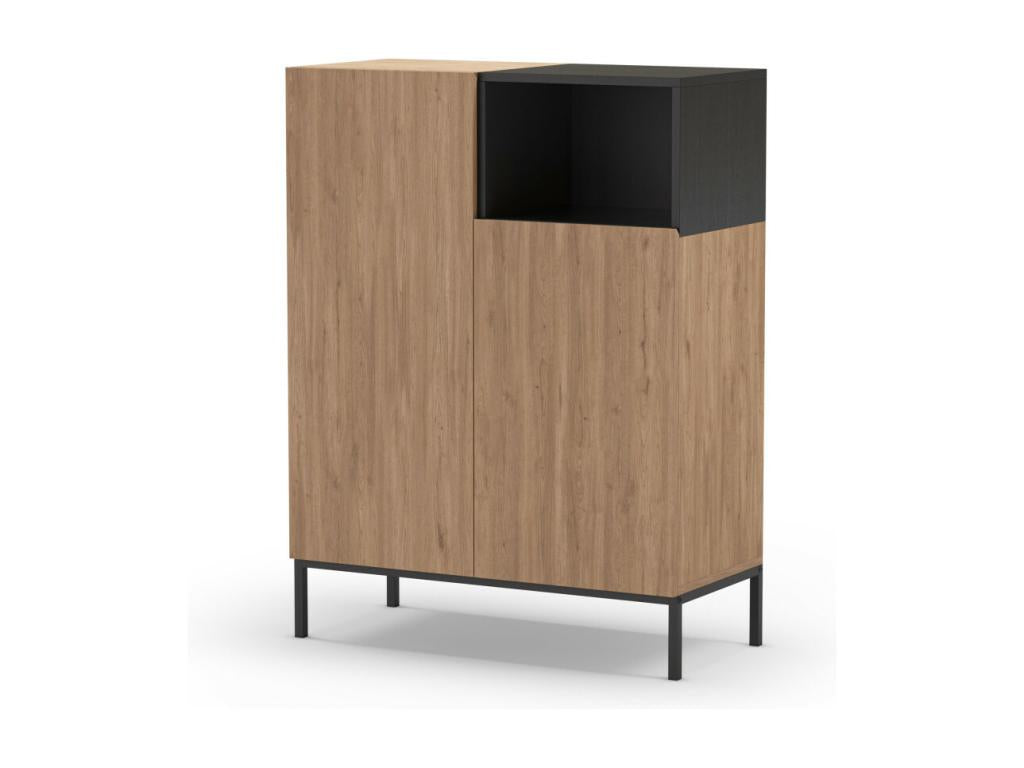 Artvivrestore - 2-door sideboard in wood and metal, 90cm wide - Light wood 88211QOQF