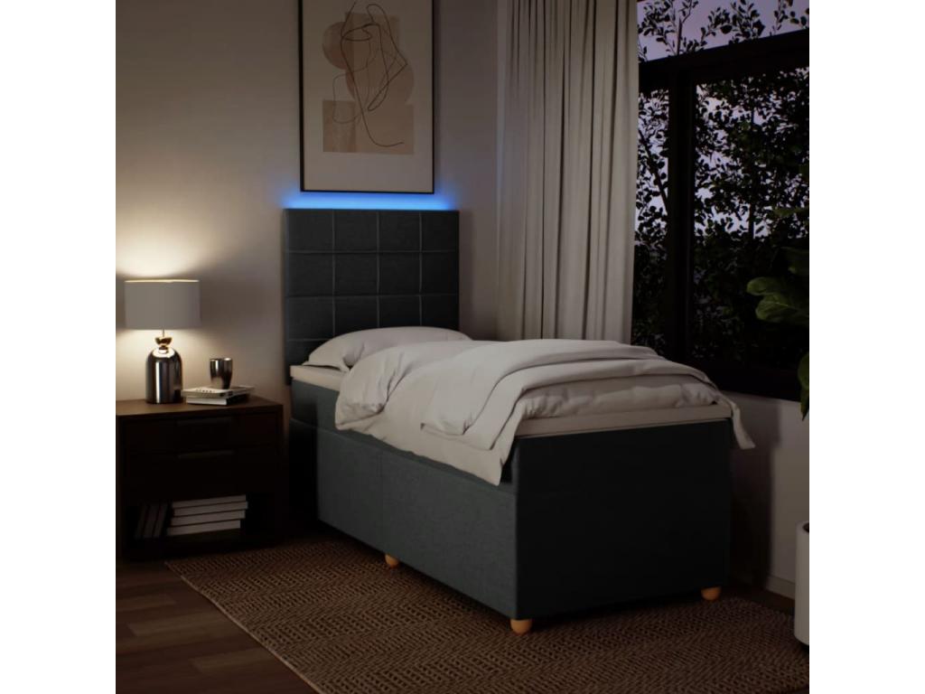 Artvivrestore bed base with mattress, Dark Grey 100x200cm, Fabric 62635VCFN