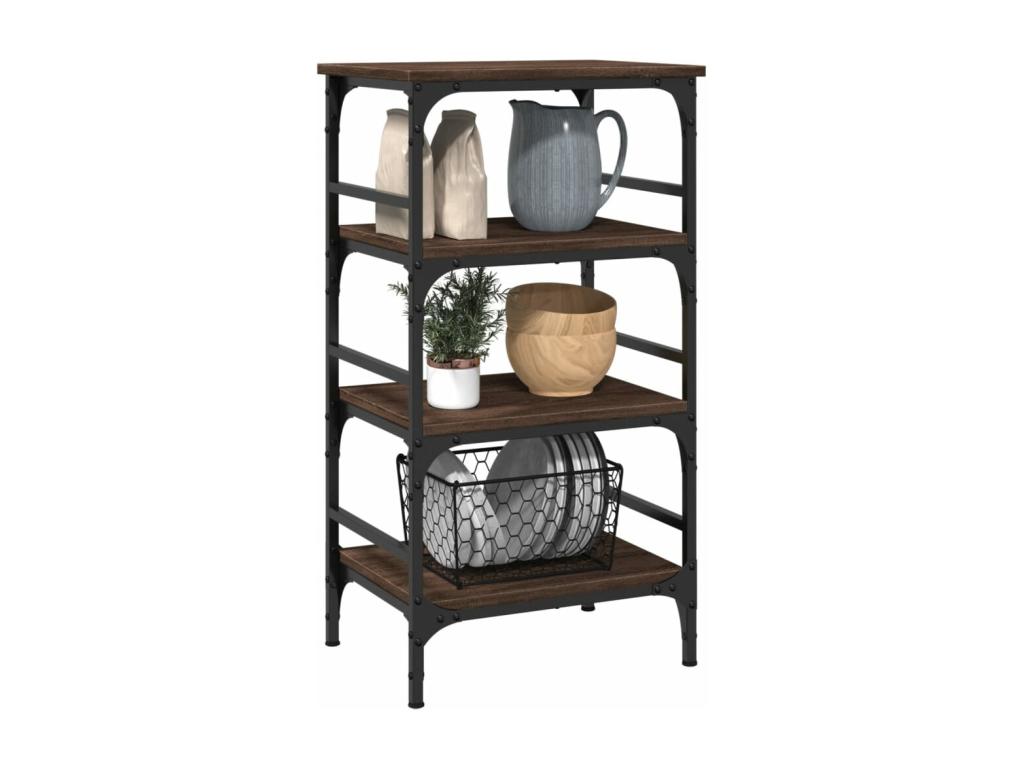 Brown oak kitchen trolley 45x35x89.5 engineered wood 22409OLJB