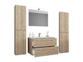 Maisonpuretop 5-piece bathroom vanity unit with sink, drawer, and mirror, oak finish - 80 46551GRKV