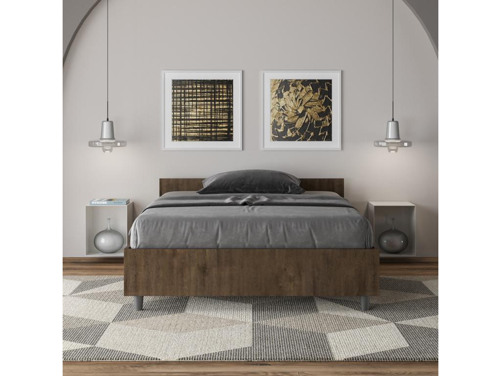 Single bed without slatted base 120x200 walnut Maisonpuretop 33607CKLY