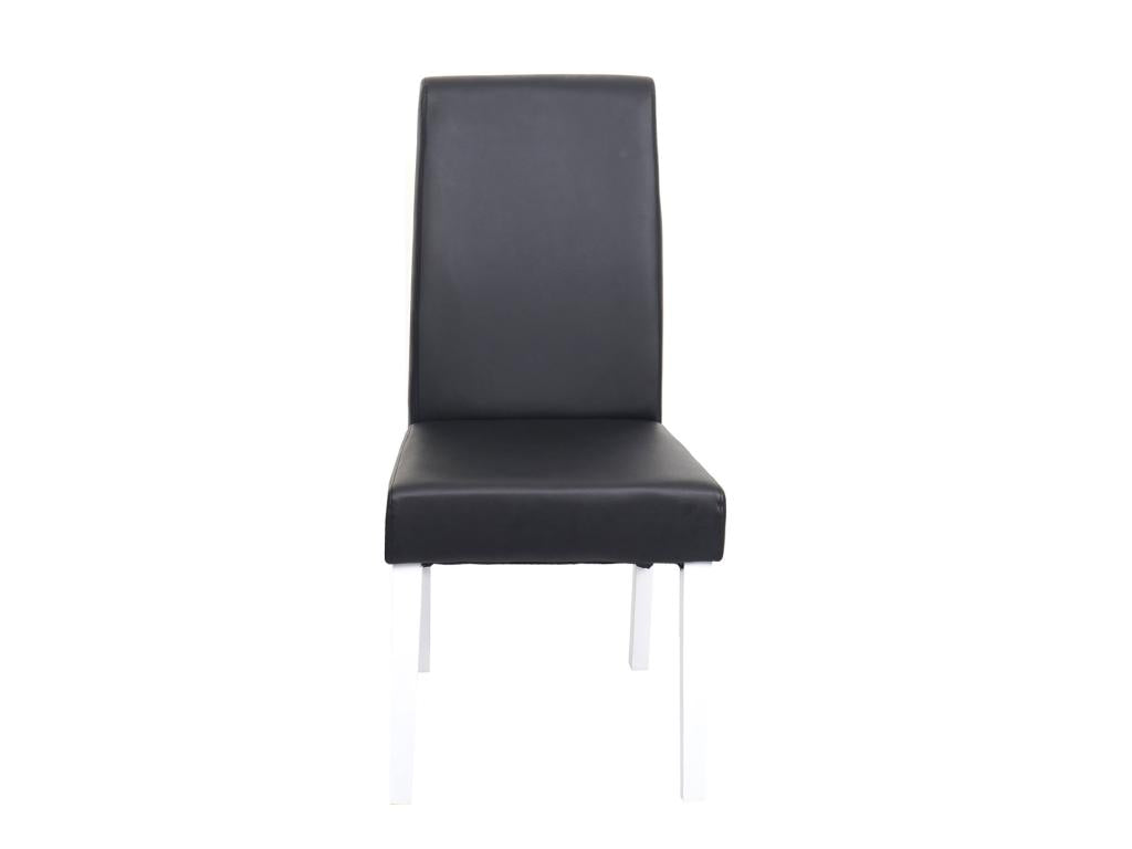 M37 Dining Chair Set of 6 Black Leather White Legs 97023SXJO