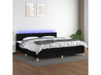 Upholstered bed base and mattress with LED lighting, black, 200x200 cm, fabric, 40402TJRW