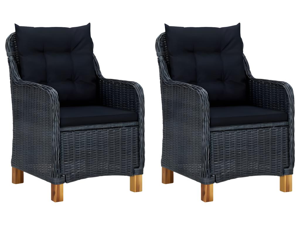 Garden chairs with cushions, set of 2, woven resin 00828GXUL