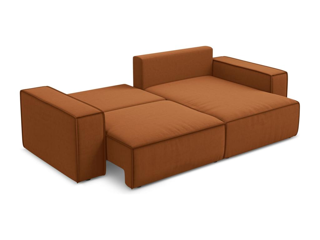 Convertible 2-seater right-hand corner sofa in velvet - terracotta - Artvivrestore 99275YQKO