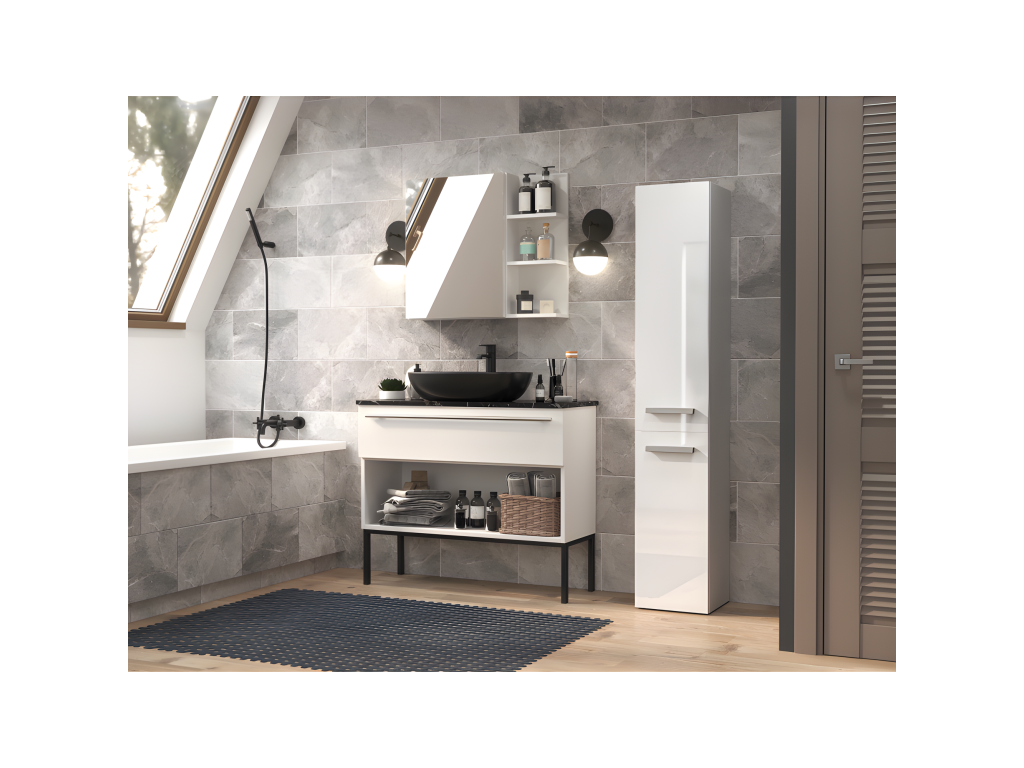 Artvivrestore - 2-Door Bathroom Cabinet - 31x30x174cm - Bathroom Storage Column 28653KFGV