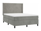 Upholstered bed base and mattress, light grey, 140x200cm, velvet, 43330WWMK