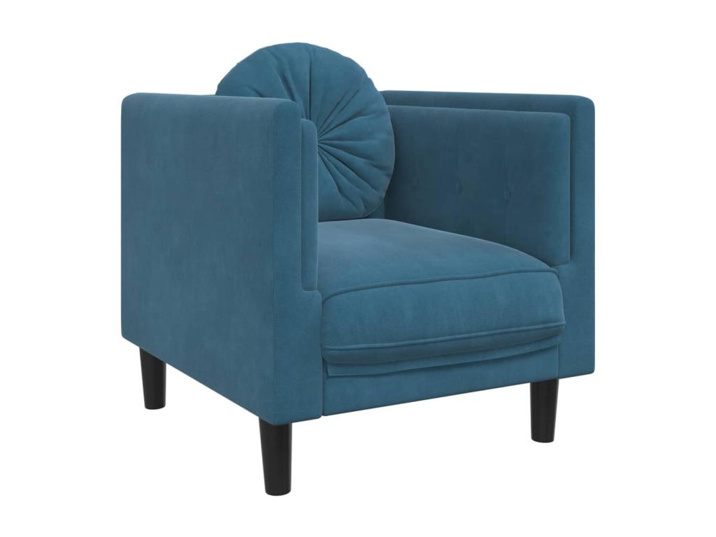 Armchair with blue velvet cushion 56033EZNM