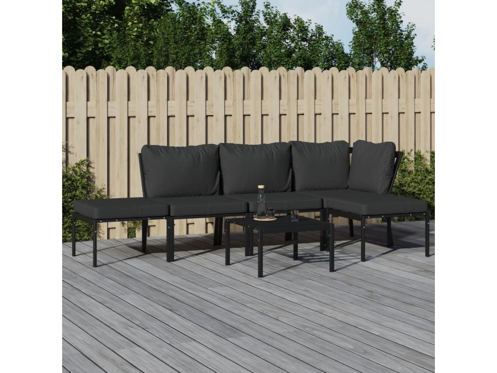 6-piece garden furniture set with cushions, steel grey 80724DVKO