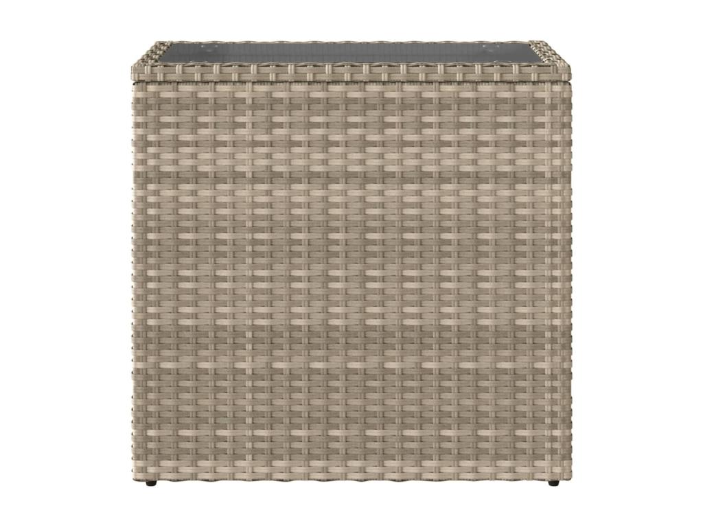 Garden side table with light grey glass top and rattan 25591MGTA