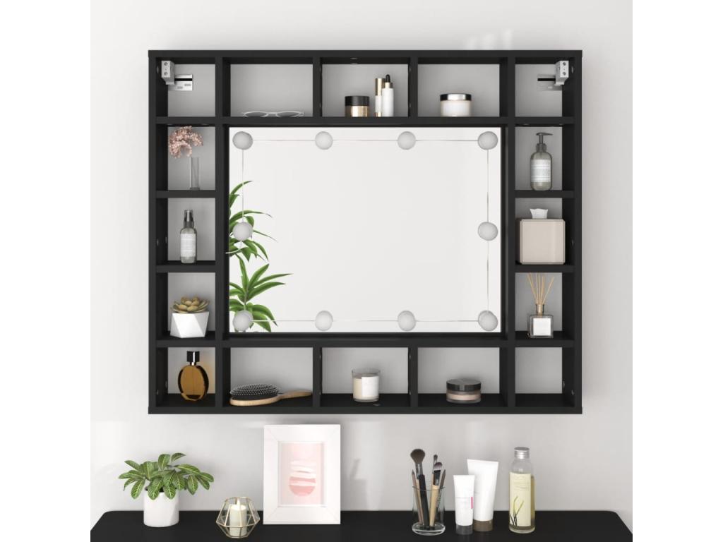 Black LED mirror cabinet 91x15x76.5 cm 36232MDMR