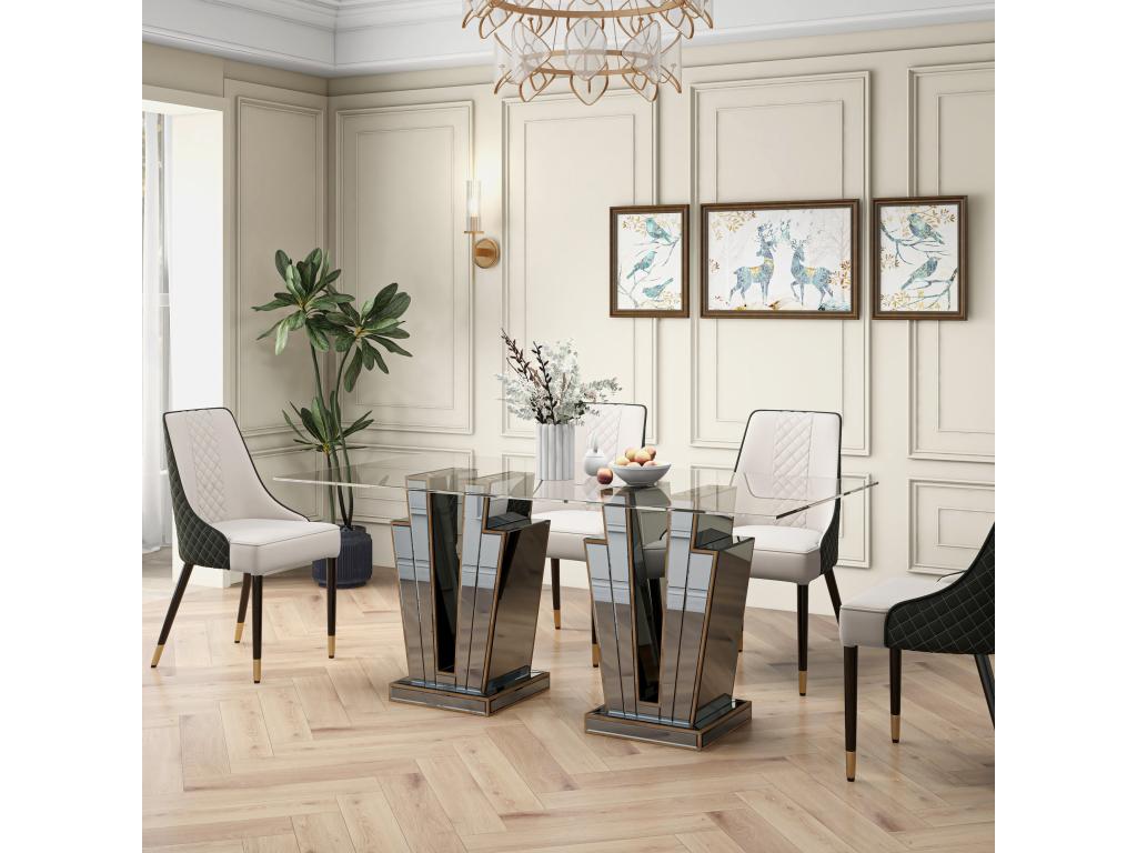 Maisonpuretop mirrored dining table with transparent top, seating 6-8, 180cm, 42223KYZR