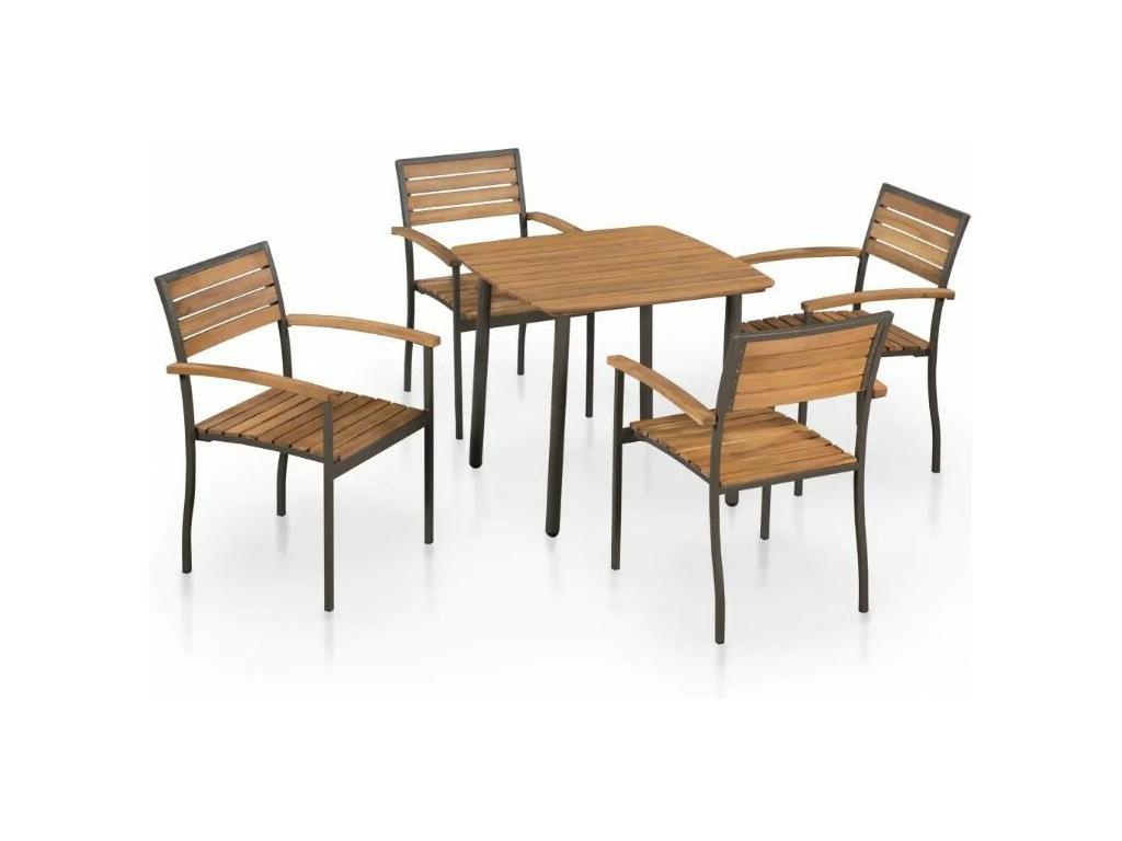 Square table and 4 garden chairs, Artvivrestore, light color, Artvivrestore 26720BFJG