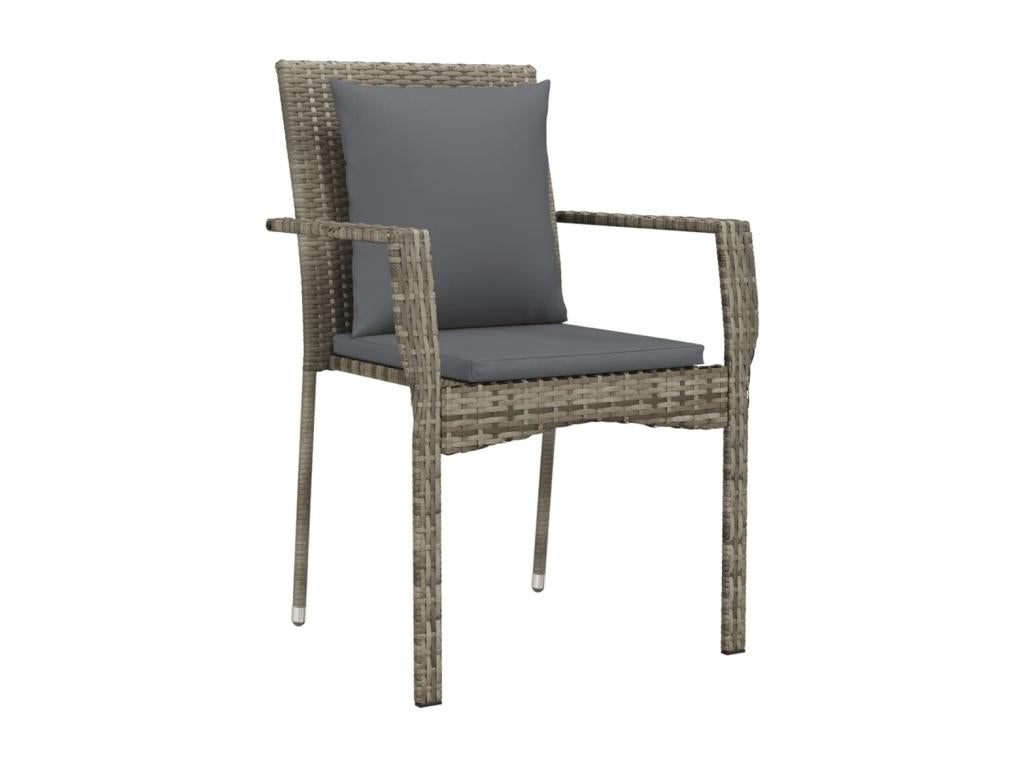 3-piece garden dining set with grey resin wicker cushions 90461DMNG