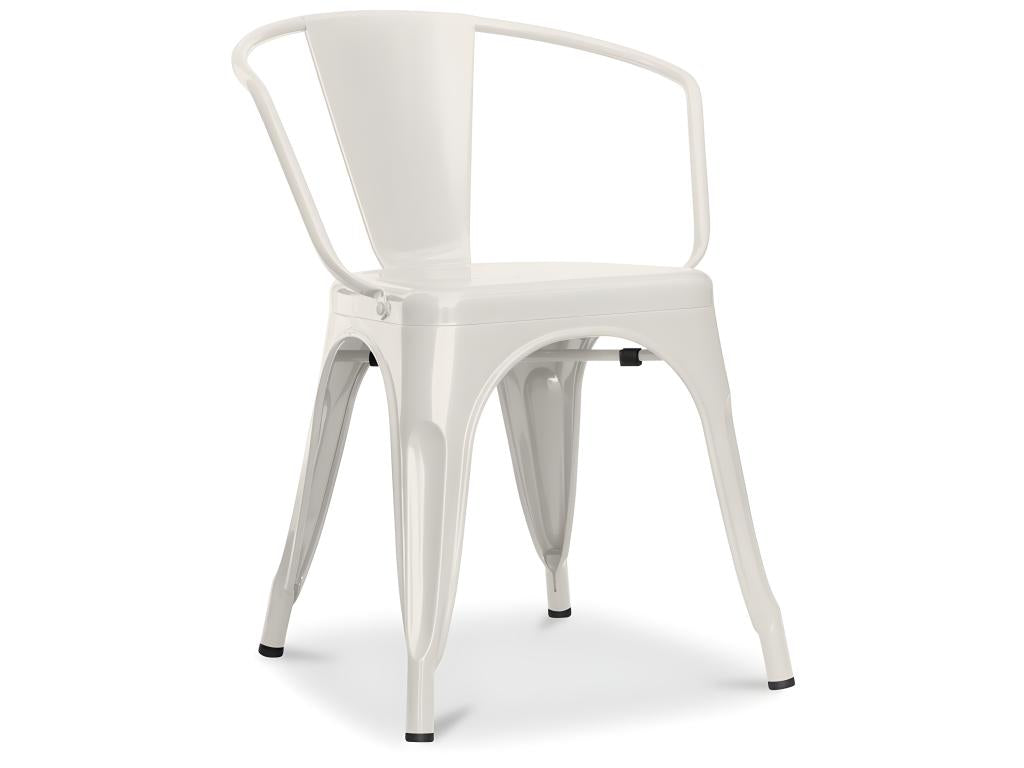 Dining chair with armrests - Industrial design - Steel - New edition - Maisonpuretop Cream 88442GXHH