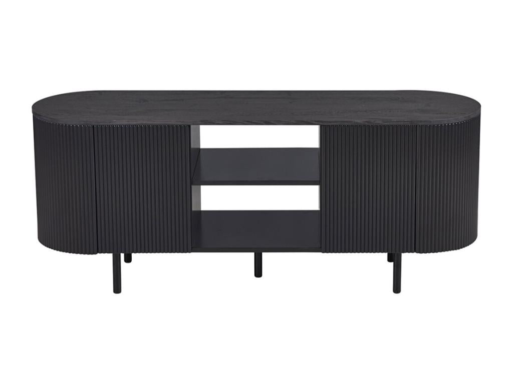 Maisonpuretop TV stand – 2 shelves and 2 doors – Dimensions W140 x H57.5 x D40 cm – Dark brown – Design style 76680UUAS