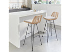 Two bar stools in natural rattan and metal - beige cushions 75cm - Artvivrestore 61744IYNK