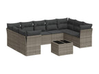 10-piece garden furniture set with cushions, grey woven resin 88701TTQX