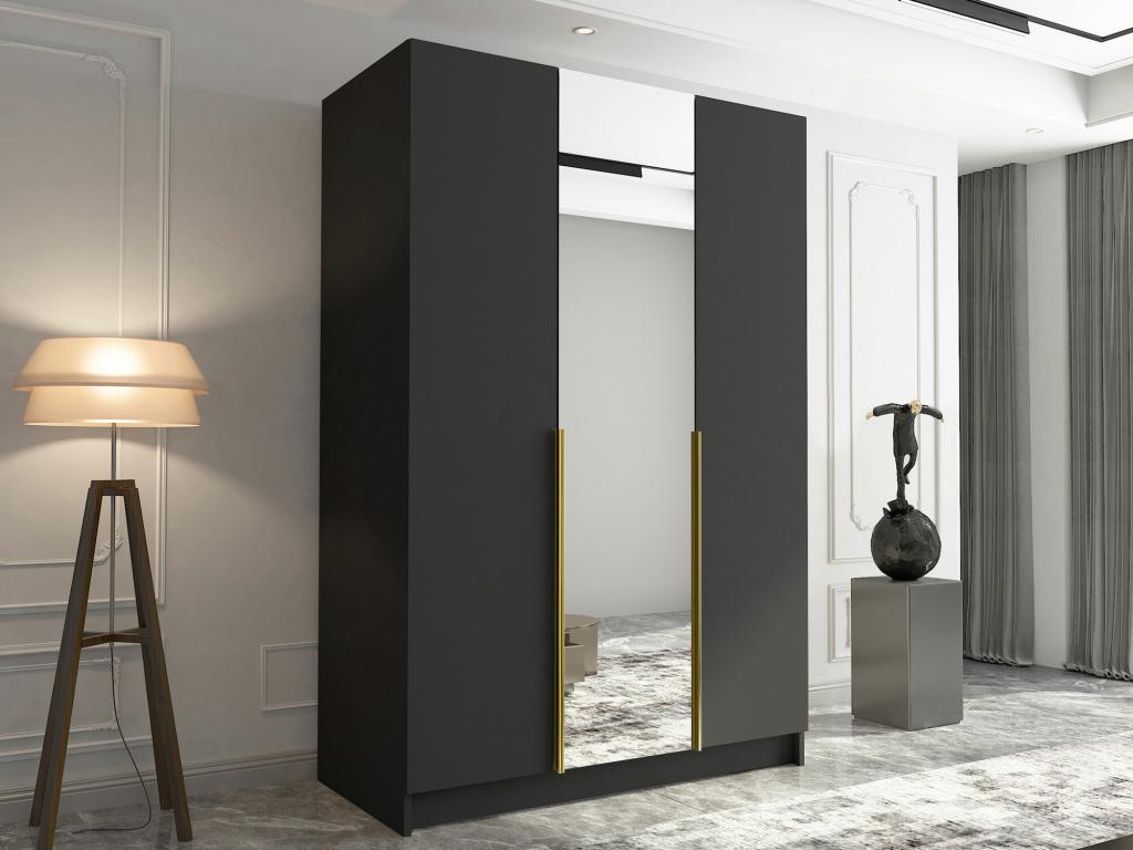 Artvivrestore 197 Gold - Black Wardrobe 215x150x58cm Wardrobe Doors With Hinges 62291RWWE