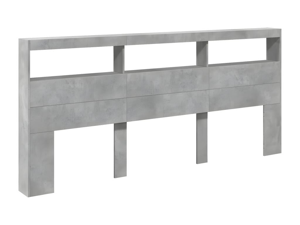 Bedside cabinet with LED lighting, concrete grey, 220x17x102 cm, 07171GVJV