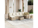 8-piece garden furniture set with cushions, beige wicker resin, 74732FGWO